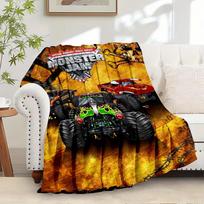 Monster Jam, Monsterių Sunkvežimiams, Ekstremalaus Lenktynių Tematikos Flanelinis Antklodė, Glam Stilius, Skaitmeninis Spaudinys, Visų Sezonų Komfortas, , Jaukiam Pliušiniam Flaneliniam Užvalkalui167 80cm x 120cm black