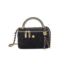 Women's Small Square Purse, Retro Minimalist with Golden-Tone Chain Strap, Zipper Closure, for Casual & Formal Outfits Crossbody Bag