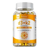 Vitamin D3 and K2 complex soft capsules, nutritional supplement, 120 capsules, unisex, all-natural 120 white