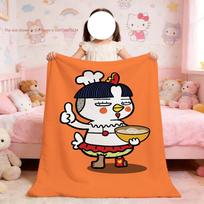 B-Buldak Kawaii Anime Logo Blanket For Soft Throw Blanket for Picnic Bed Sofa Home Bedroom Cozy Warm Comfortable 75x90cm orange