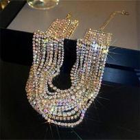 Fashion Multilayers Rhinestone Necklaces Gift INS Style Crystal Necklace Women's necklace Party One Size gray