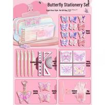 New Pink Butterfly Ins-Style Dopamine Pencil Case & Stationery Set Gift Box for Primary Students 2025