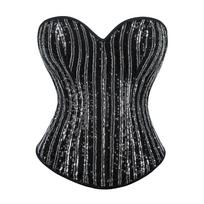 Didelio dydžio Karališkas blizgučiais puoštas, su kauliukais, be petnešėlių Korsetas Kūno formavimo Viršutinė dalis Bustier 6XL gray