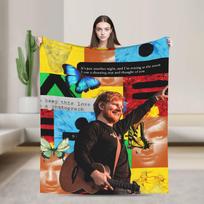 Ed Sheeran turo flanelinis pledas Minkštas šiltas pledas sofai lovai iškylai Spausdintas lovatiesė sofos lovos užvalkalas 75cmx90cm black