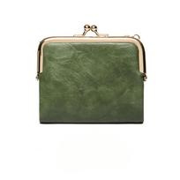 Short wallet women's new clip change bag retro multi-functional folding wallet card bag women green gray