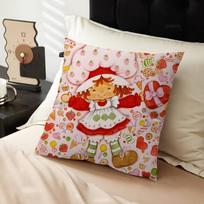 Cartoon Strawberry Shortcake Cushion Cover Pillow Cover Decor Pillowcase Printed Cushion Case for Couch 40cmx40cm(16x16Inch) white