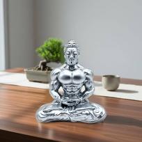 Tranquil Muscle Buddha Ornament Creative Design Muscular Buddha Statue Hand-Polished Resin Desktop Ornament sidabras