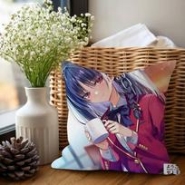 Anime Suzune Horikita Pillow Cushion Cover Pillowcase Living Room Sofa Home Decor Customized 16x16Inch blue