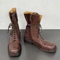 Madingi prabangūs tikros odos dizaino baikerių batai moterims 2025 m. Stori platforminiai ankle boots moterims Su raišteliais, iki pusės blauzdos, retro riterių batai 35 ruda