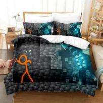 3D Anime Alan Becker Bedding Set Single Twin Full Queen King Size Bed Set Aldult Kid Bedroom Duvet Cover Sets 3D Print Game 70x133cm 3pcs black