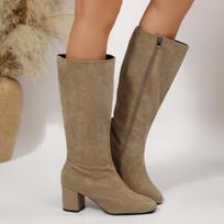 Rudens Žiemos Suede Moteriški pusilgio batai Šoninis užtrauktukas Storas kulnas Madingi Bottes Femmes Biuro Moterys Botas Altas Elegantiški 35
