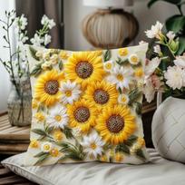 2D saulėgrąžų pagalvės užvalkalas 45x45cm gėlių retro spausdintas modernus pagalvės užvalkalas namų dekoras yellow