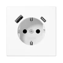 Kištukinis lizdas Jung LS1520-15CAWW vienvietis p/t su USB A ir C lizdais