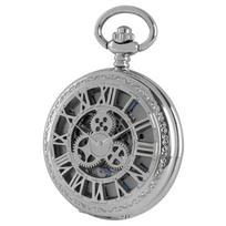 NEW Luxury Silver Mechanical Pocket Watches Necklace Mens Women Antique Vintage Charm Hand Wind Fob Chain Watches Gift ruda