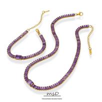 Retro Geometric Multi-Color Zircon Bracelet & Necklace Set Bracelet