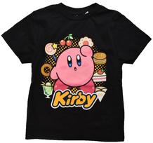Kirby Circle Of Food Video Game Print Youth Boys Black Shirt NWT Small S pink