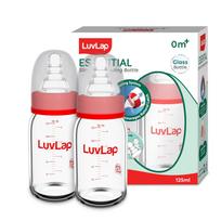 LuvLap Essential Slim Neck Glass Feeding Bottle Set 125ml Pack Of 2 Durable Borosilicate Safe Easy Grip Anti Colic Teat