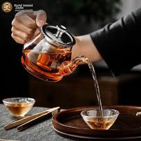 Jinxiangyu Teapot, Heat-Resistant Glass Teapot, Kung Fu Tea Set with Filter Inner Container, Elegant Style Teapot, 500ml