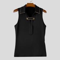 INCERUN Mens Sleeveless Slim Fit Muscle Casual Solid Color Tank Tops black