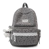 Schoolbag1011 New Campus Commuter Leisure School Bag Love Bow Multi-color Splicing Student Backpack Large Capacity Backpack gray