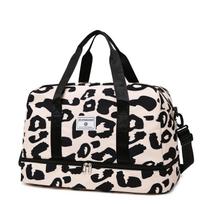 Spacious & Durable Women's Carry-On Travel Bag with Animal Print Nylon Large Capacity Sports Gym Bag  Weekend Overnight Bag chaki