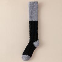 Coral Fleece Sleeping Socks for Women, Autumn and Winter Calf Fleece Home, Thickened Fleece, Warm Postpartum Sleep Long Socks 1 pair gray