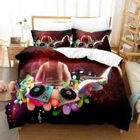 3D Music DJ Rock Bedding Set Single Twin Full Queen King Size Bed Set Adult Kid Bedroom Duvet cover Sets  parure de lit Bed 70x133cm 2pcs black