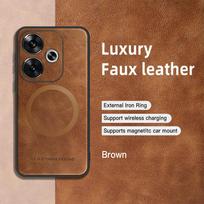 For POCO F6 F6 Pro PU Leather Magnetic Ring Soft Edge Anti-Drop Anti-Fingerprint Phone Case For POCO F6