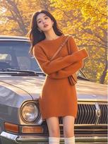 Elegant Mid-Length Knitted Wool Dress: Slim-Fitting, Figure-Flattering, Perfect for Autumn & Winter S (85-95 jin)