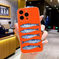 Funny Sardine Pattern Phone Case For iPhone 17 16 15 14 13 12 11 Pro Max Mini SE 7 8 Plus 17E Shockproof Non-Slip Soft Cover For iPhone 16 ProMax gray