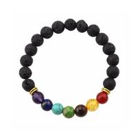 7 Chakras Lava Stone Bracelet - Yoga / Meditation Jewelry - Multicolored gryna
