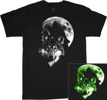 Halloween T-shirt Glow in the Dark Wolf Moon Tee Shirt XXXL gray