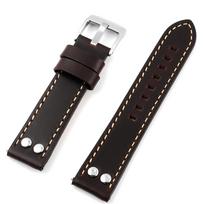 Handmade Genuine Leather Rivets Watch Band Strap 20mm 22mm Coffee Brown Watchband Stainless Steel Buckle Wrist Belt Bracelet 22mm ruda