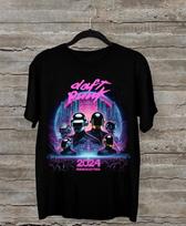 Daft Punk 2024 Rebooted Tour Short Sleeve Black All Size Shirt OM70 M gray