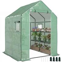 Garden Greenhouse with 1 Door, 1 Windows, 3-Level Shelves for Vegetables Plants Flowers PE Cover 140 x 143 x 190 cm 143 x 140 x 190 cm