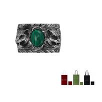 GUCCI Garden 925 Sterling Silver Malachite Rings Unisex Silver/Green 461991-08349-4401 One Size 22
