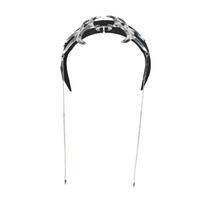 Y2K Headband Liquid Silver Metal Chain Rock Hair Accessory Trendy Fashion Cyberpunk Futuristic HairBand for Women Rave Headpiece One Size black