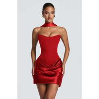 Women's Sexy Ruched Bodycon Mini Dress, Slim Fit Strappy Party Dress for Club Cocktail, European & American Style S