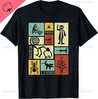 Nazca Lines - Peru Geoglyph Monkey Astronaut Spider Retro T-Shirt Festival Wear Clothes Women Clothing Graphic TShirts Camisetas S beige
