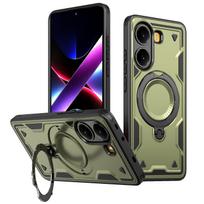 Shockproof Bumper For POCO X7 Pro Magnetic Ring Rotating Folding Bracket Phone Case For POCO F7 Ultra X6 M6 Pro Dual Layer Cover Poco x7 pro tamsiai mėlyna spalva