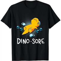 Funny Dino Sore Dinosaur Workout Gym Fitness Lifting T-Shirt Unisex Style Shirts for Women Men Clothing Casual Hip Hop Shirt XXL juoda