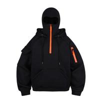 Masked Hooded Concert Merchandise with Harajuku Print Double Hood Zipper Sweater, Unisex Jacket S black