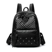 Rivet PU Backpack Women Travel Backpack juoda