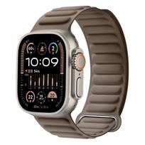 Dirželiai Apple Watch apyrankei Ultra 2 3 49mm 44mm 40mm 46 45mm FineWoven Magnetinis kilpa correa apyrankė iWatch Series 9 8 SE 11 10 42 44 45 49 S10-46mm pilkšvai ruda