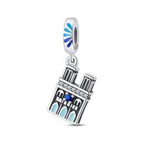 Genuine Charm Copper Architectural Pendants Notre-Dame De Paris Bead Fits Bracelets Women Jewellery Crafting Do-It-Yourself Gifts white