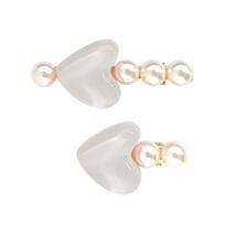 Hairpin Stable Non-Damaging Hair Clip with High-Gloss Imitation Pearls Pink Jelly Heart Design white