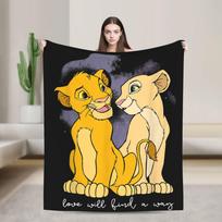 Liūto karaliaus draugai Pledas Simba Mufasa Nala Pliušinis Naujoviškas Minkštas Mesti Pledas Namams Restoranui Pavasaris Ruduo 130cmx150cm yellow