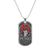 Metro Exodus kaukolės pakabuko karoliai su lydinio geometriniu dizainu žaidimų gerbėjams A1928 gray
