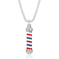 New Gifts Barber Shop Fashion Barbers Pole Pendant Jewelry Chain Necklace auksas