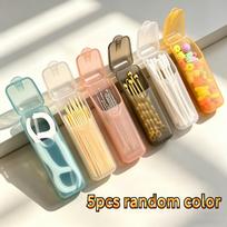 5Pcs Portable Toothpick & Swab Storage Boxes, Dustproof Lidded Organizer for Toothpicks, Cotton Swabs, Floss Picks & Small Items